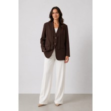 Maldia Shop Noir Şal Yaka Dökümlü Kahve Blazer Ceket