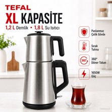 Tefal Inox Paslanmaz Çelik Elektrikli Çay Makinesi 1650W Gizli Rezistanslı Aile Boyu Çaycı Sıcak Tutmalı Damlatmaz Servis