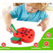 3D Baskı Zamanı 3D Yazıcı Tasarımı Elma Kurdu Ip Geçirme Oyunu - Montessori Eğitici Koordinasyon Oyuncağı