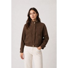 Maldia Shop Premium Crop Denim Kahve Ceket