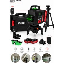 Böhrer 16 Çizgi 4D Şarjlı BA011319 Lazer Hizalama 360° Yeşil Lazer Uzaktan Kumandalı Tripodlu Çift Bataryalı