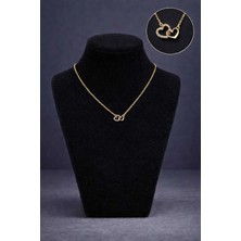 Mdm Style Minimal Çift Kalp Taşlı Gold Kolye