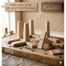 Legora Wood Design 1. Sınıf Gürgen Ağacı Ham Küt Mobilya Kanepe Koltuk Tv Ünitesi Mobilya Ayakları 5’li Set Köşe Ayak ve Destek Ayağı 15 cm Robot Süpürge Uyumlu