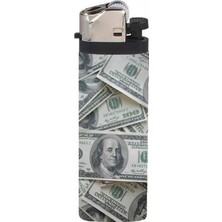 UltraMint Dolar Baskılı Full Kaplamalı Gazlı Çakmak, Şık ve Dayanıklı Tasarım