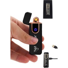 UltraMint Kişiye Özel USB Şarjlı Siyah Dokunmatik Çakmak Hediye Kutulu
