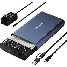 Acasis EC7351 Pro 3.5"/2.5" HDD Destekli, 10GBPS USB 3.2 Gen2, Sata, On/off Butonlu, Kolay Kurulum, Type-C/type-A Çift Başlık, Adaptörlü Disk Kutusu