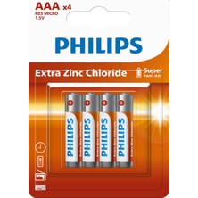 Philips Aaa Ince Kalem Pil 1.5V Extra Zinc Chloride R03L4B/10 4'lü Paket