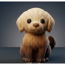 3D Baskı Zamanı Örgü Görünümlü Dekoratif Köpek Figürü - 3D Baskı Tatlı Köpek Biblo