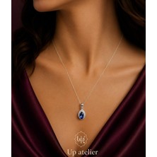 Up Atelier 925 Ayar Gümüş Mavi Zirkon Taşlı Model Kolye