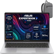 Asus Expertbook P1 P1403CVA Intel® Core™ 5 210H 16 GB Ddr5 2 Tb SSD 15.6'' Fhd (1920 x 1080) 300NITS Windows 11 Pro Taşınabilir Bilgisayar C516512G0DRNP07