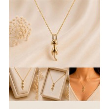 Mdm Style Kedi Figürlü Gold Renk Kolye