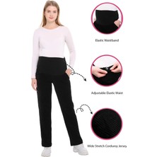 Luvmabelly MYRA8510 Beli Ayarlanabilir Kışlık Kadife Hamile Pantolonu -Siyah
