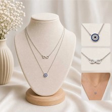 Mdm Style Sonsuzluk & Nazar Detaylı Çelik Kolye