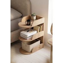Reyo Falez Komodin Modern Ahşap 3 Katlı Raflı Yan Sehpa Çok Amaçlı Organizer Kitaplık Naturel