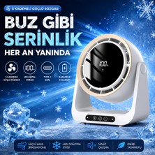 Tarçın Dijital Göstergeli Taşınabilir 5 Kademe Masaüstü Fan