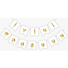 Borapack Iyiki Doğdun Banner Beyaz Gold Yazı