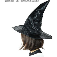 Pandoli Halloween Çocuk Boy Potter Magic Wand Sihirbaz Şapkası Siyah Renk 1 Adet 4-8 Yaş