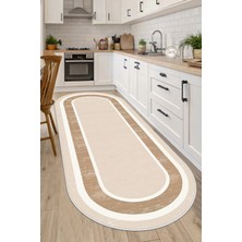 West Home Makinede Yıkanabilir Kaymaz Taban Leke Tutmaz Dijital Oval Mutfak Halısı Salon Halısı ve  Yolluk