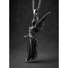 Voyage Accessory Paslanmaz Çelik Vintage Stil  Koruyucu  Melek Kanatlı Tanrıça Kolye