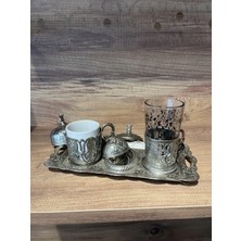 Akmetal Tekli Kahve Sunum Seti Lale Desenli Damat Takım
