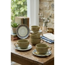 Keramika Emerald Çay-Kahve-Cappucino 6 Kişilik 12 Parça Fincan Seti
