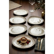 Keramika Stonecraft Trior Serisi 6 Adet 22CM Pasta Tabağı- Sunum Kahvaltı Tabağı Profesyonel Horeca Serisi