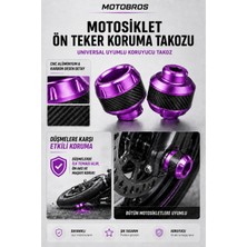 Motobros Motosiklet Aks Koruma Takozu Üniversal Motosiklet Ön Teker Takozu - Mor Renk - 2 Adet
