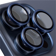Buff iPhone 16 Pro Max / iPhone 16 Pro Titanyum Lens Koruyucu V2 - Mavi