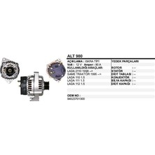 Dodo Alternatör 12V 80A Lada Vega 2110/SAME Traktör Lada 110-111-112 1.5 Iskra Tip