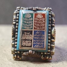 Takılingo 925 Ayar Gümüş Ihlas Felak Nas ve Kâfirûn Dua Yazılı Erkek Yüzük