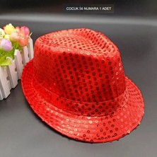 Pandoli Kırmızı Renk Pullu Michael Jackson Şapkası Çocuk 8/10 Yaş 1 Adet Gösteri