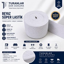 Turanlar Dardokuma Beyaz Süper Lastik Yumuşak %100 Polyester 8 cm x 10 mt Esnek ve Dayanıklı