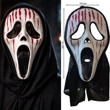 Pandoli Kaliteli Kırılmaz Plastik Ghost Scream Kapüşonlu Kanlı Çığlık Hayalet Maskesi