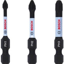 Bosch Impactc 50 mm Yıldız Bits Ucu Seti 3'lü Ph1 Ph2 Ph3 Aksesuarlar İçin Uygun 2608522491