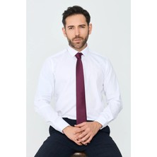 White Stone Mürdüm Ince Çizgili Geniş Erkek Kravat