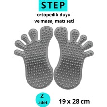 Ortohalı Step Ortopedik Duyu ve Masaj Matı Seti Gri – Çocuk ve Yetişkinler Için Kaymaz, Suya Dayanıklı