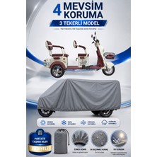 Motobros Motosiklet Brandası Falcon Famıgo 10000 3 Tekerlekli Elektrikli Araç Brandası Gri 4 Mevsim Su Geçirmez