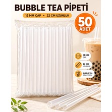 Ardin Bubble Tea Pipeti 12 mm 22 cm Kalın Smoothie Frozen Boba Pipeti 50 Adet