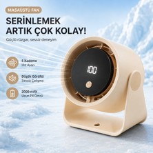 Tarçın 100 Kademe Dijital Ekranlı Şarjlı Mini Masa Vantilatörü