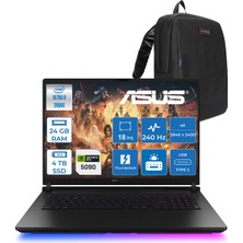 Asus Rog Strix Scar G18 G835LXG-TQ557 Intel Core Ultra 9 290HX Plus 24GB Ddr5 4tb SSD Fdos 175W RTX5090 24GB Ggdr7 18" 4K Wquxga Miniled 240Hz Gaming Laptop ROGTQ557F10 + Zettaçanta