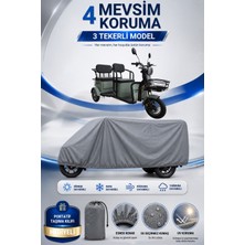 Motobros Motosiklet Brandası Kral Motor Sarın 3 Tekerlekli Elektrikli Araç Brandası Gri 4 Mevsim Su Geçirmez Uv Korumalı