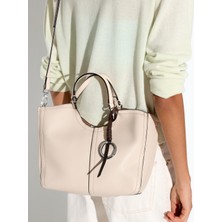 Parfois Ekru Fermuarlı Düz Tote Çanta 100% Poliüretan Malzeme ile Casual Stil için Tasarlandı