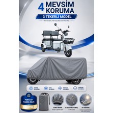 Motobros Motosiklet Brandası Yuki Yk-72 Greta 3 Tekerlekli Elektrikli Araç Brandası Gri 4 Mevsim Su Geçirmez Uv Korumalı