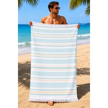 Coton Delux Unisex %100 Pamuk Peştemal Plaj Havlusu 70X140 cm Içi Havlu Renkli Desenli Saçaklı Havuz Spa Havlusu