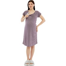 Luvmabelly MYRA9585 Yandan Çıt Çıtlı Hamile Geceliği - Mavi