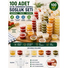 Open City 100'LÜ Set 60 ml Kendinden Kapaklı Sosluk Set Sızdırmaz Bpa Içermez Tekrar Kullanılabilir