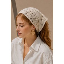 Irmak Kerekli Kadın Pamuklu Yumuşak Dokulu Delikli Triko Bandana 7011 Bej