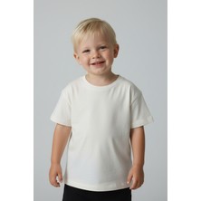 Luess Unisex Çocuk %100 Pamuklu Bisiklet Yaka Basic Tişört  (3 Yaş - 7 Yaş)