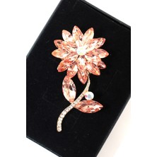 Keeba Manevi huzurun simgesi Lotus çiçeği broş kristal taşlı gold çiçekli kadın yaka iğnesi