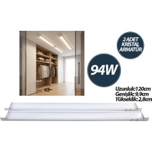 Renas Store 2 Pcs 94W 120CM Kri̇stal LED Bant Armatür BEYAZ=6500K Alümi̇nyum Kapak IP20 - Y Bağlanti EAMP-093/1B